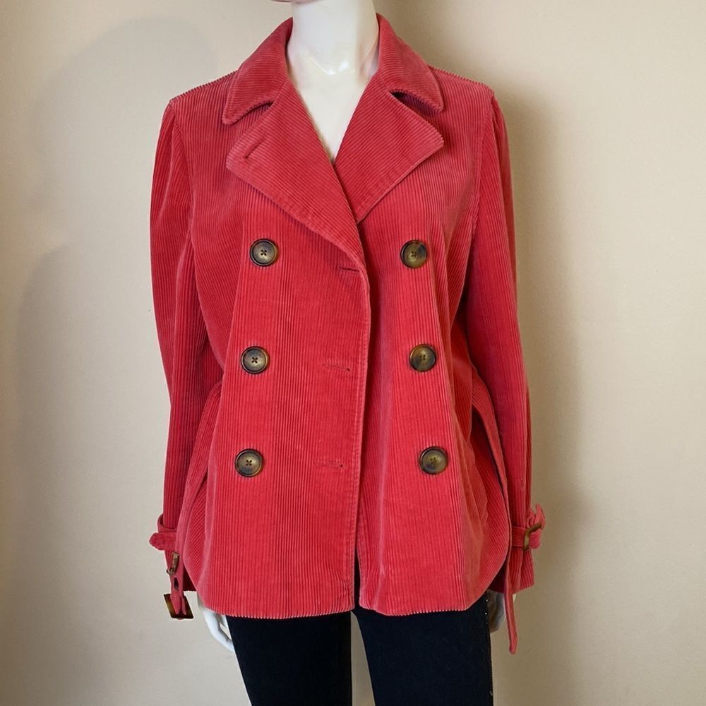 Jones New York Jacket Double-breasted Cotton Corduroy Jacket Size S